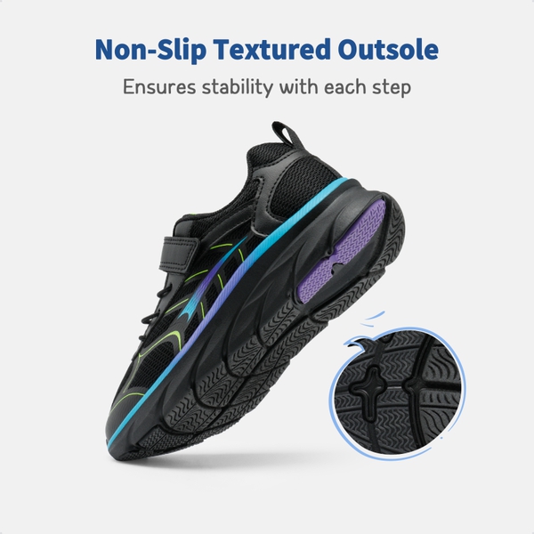 [EZ-Ons EZ-Plays] Kids Breathable Running Shoes - BLACK-BLUE - 4